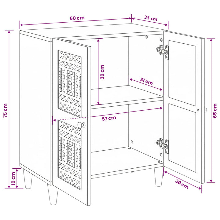 Sideboard Lysebrun 60 x 33 x 75 cm Massivt mangotræ