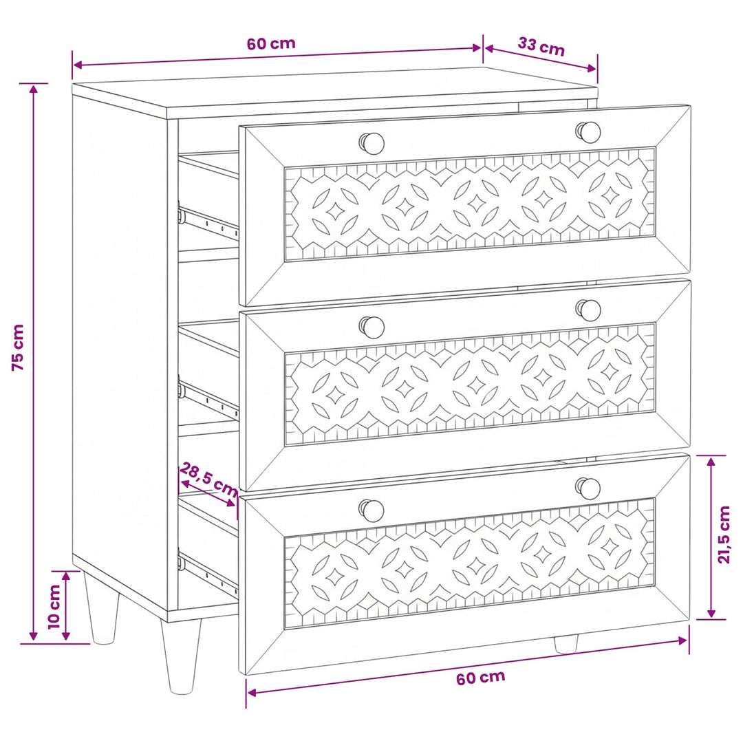 Sideboard Lysebrun 60 x 33 x 75 cm Massivt mangotræ
