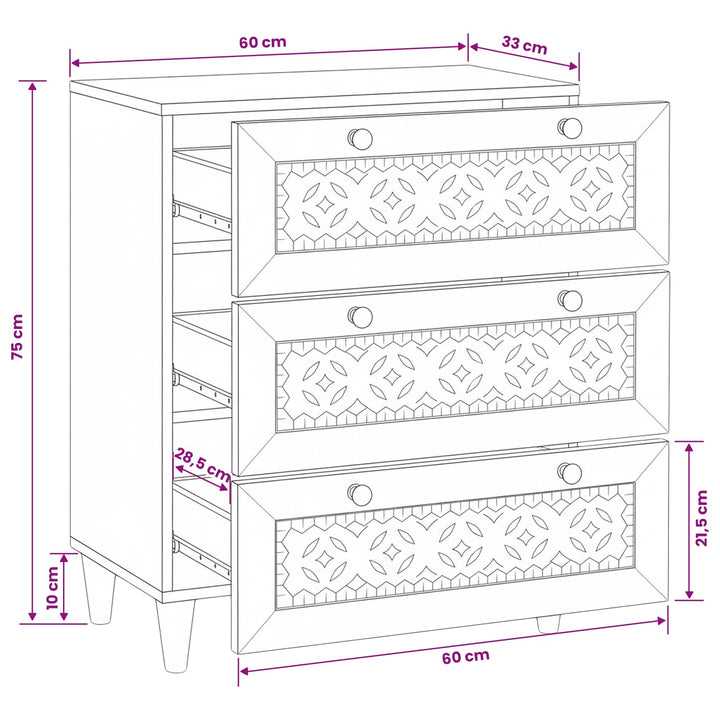 Sideboard Lysebrun 60 x 33 x 75 cm Massivt mangotræ