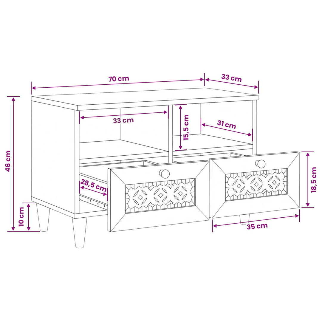 TV Enheder Hvid 70 x 33 x 46 cm Konstrueret træ