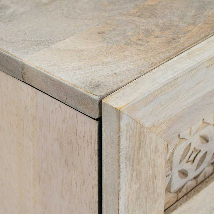 Sideboard Hvid 60 x 33 x 75 cm Massivt mangotræ