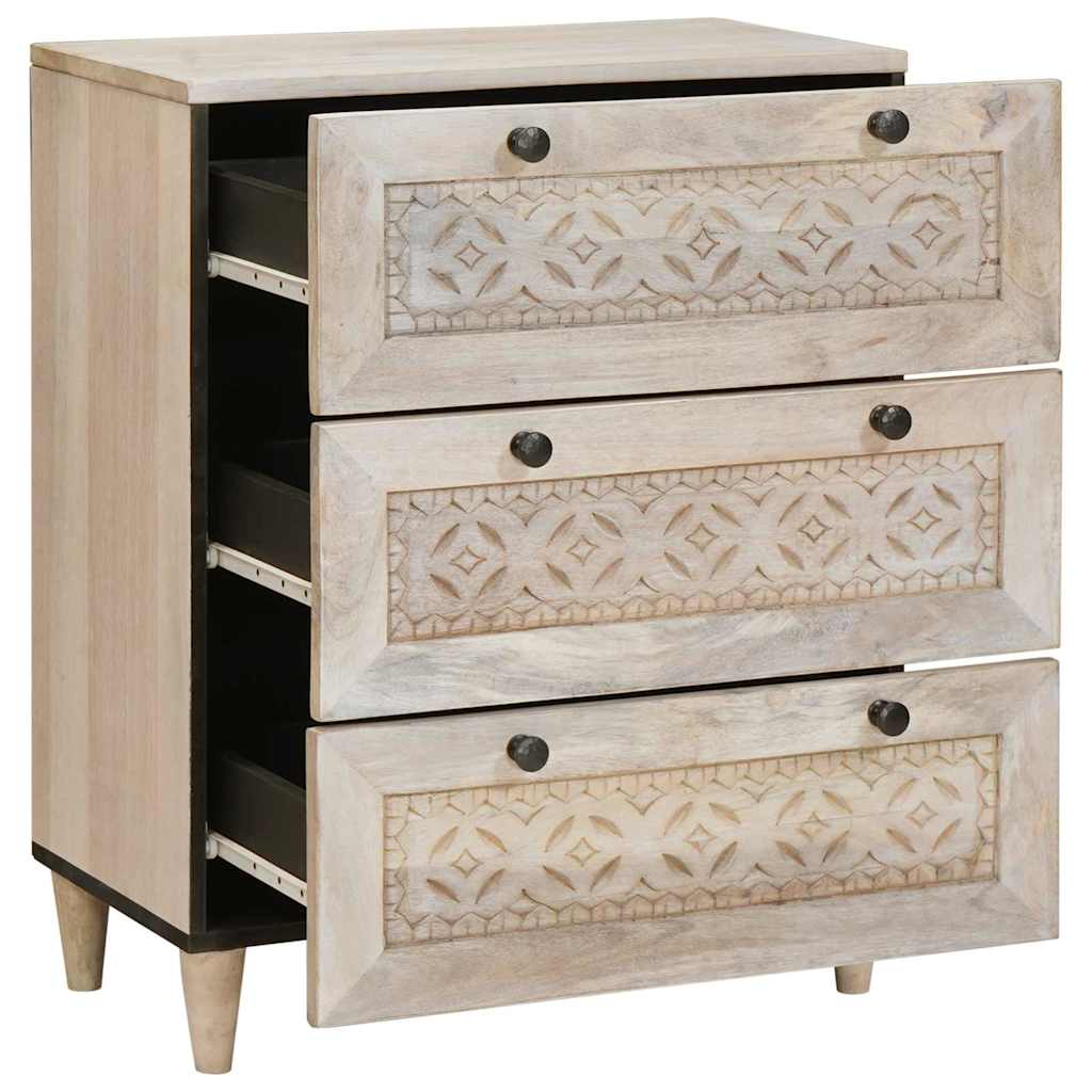 Sideboard Hvid 60 x 33 x 75 cm Massivt mangotræ