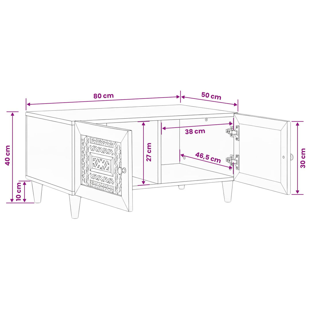 Sofabord Hvid 80 x 54 x 40 cm Konstrueret træ