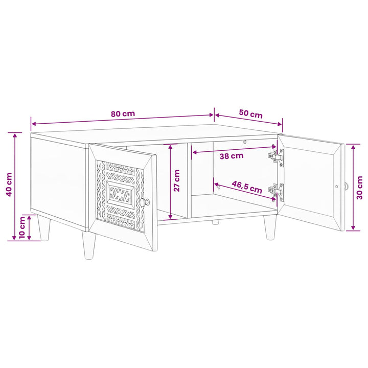Sofabord Hvid 80 x 54 x 40 cm Konstrueret træ