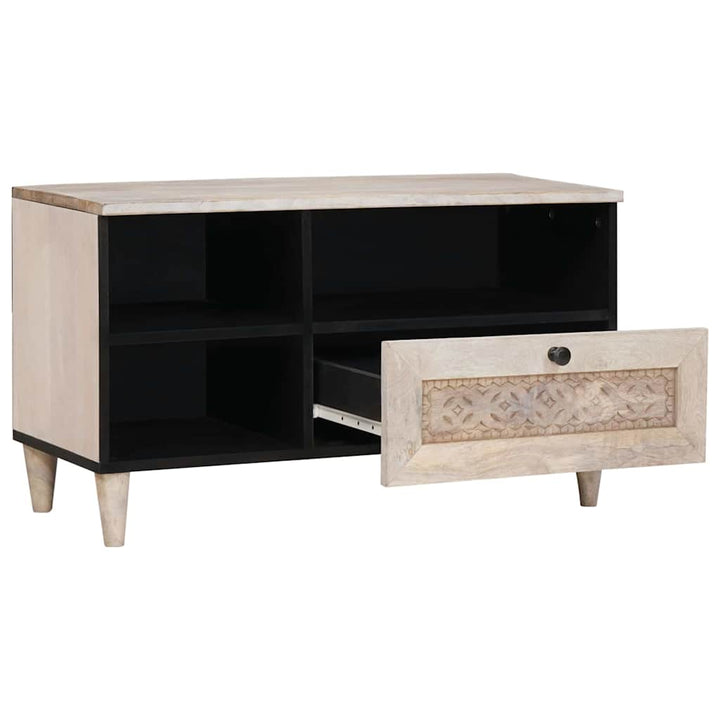 TV-skab med skuffe Bleg Hvid 80 x 33 x 46 cm Massivt mangotræ