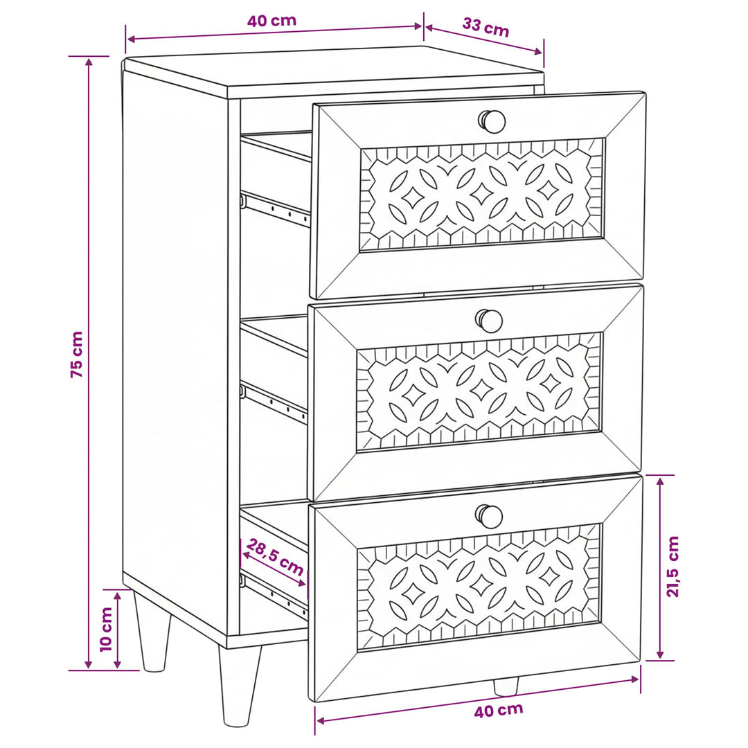 Sideboard med skuffe Hvid 33.5 x 40 x 75 cm