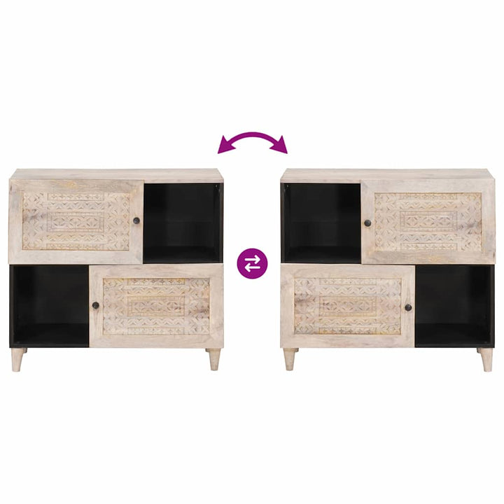 Sideboard Bleg Hvid 80 x 33 x 75 cm Massivt mangotræ