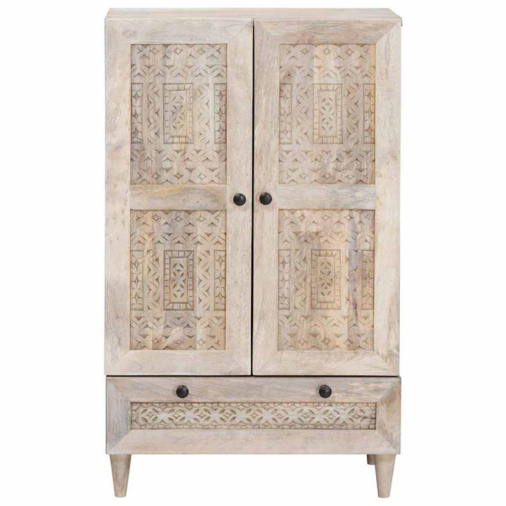 Highboard Hvid 60 x 33 x 100 cm Massivt mangotræ