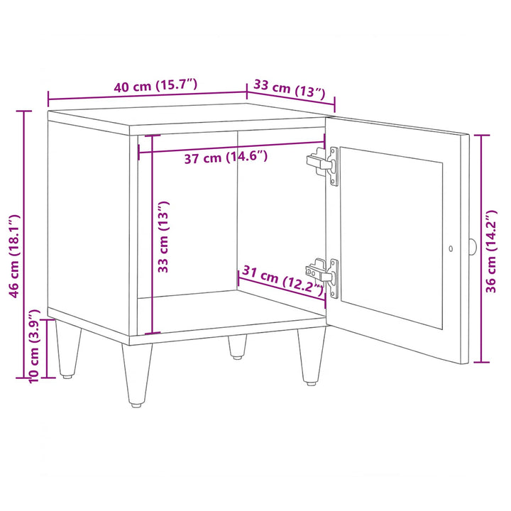 Natskab Brun 40 x 33 x 46 cm Massivt mangotræ
