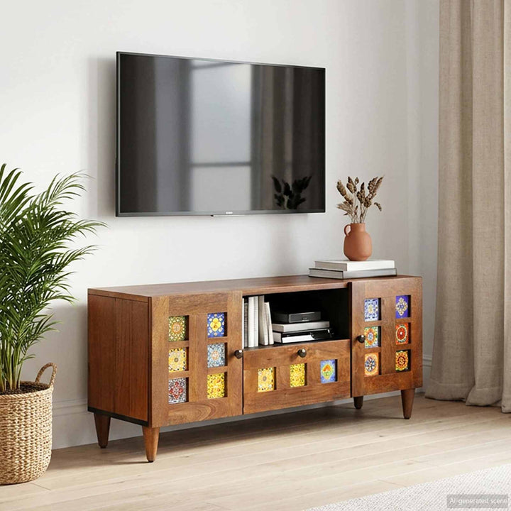 TV-skab med skuffe Valnød 105 x 33 x 46 cm Massivt mangotræ