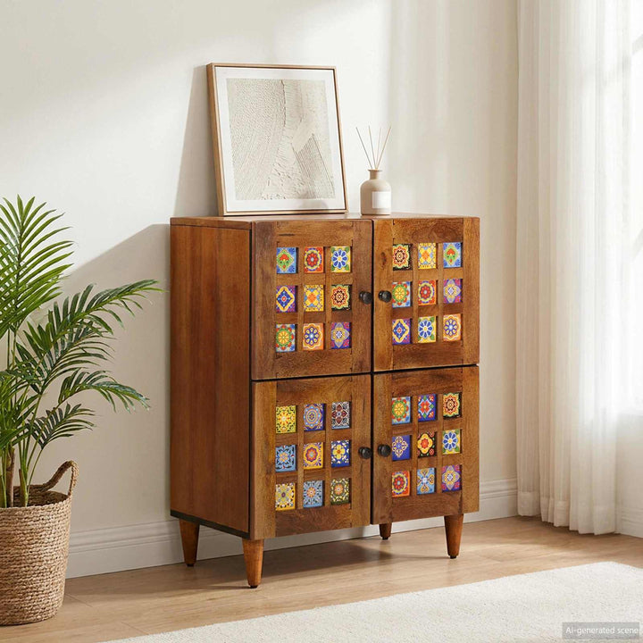 Sideboard med dør Valnød 60 x 33 x 75 cm Massivt mangotræ