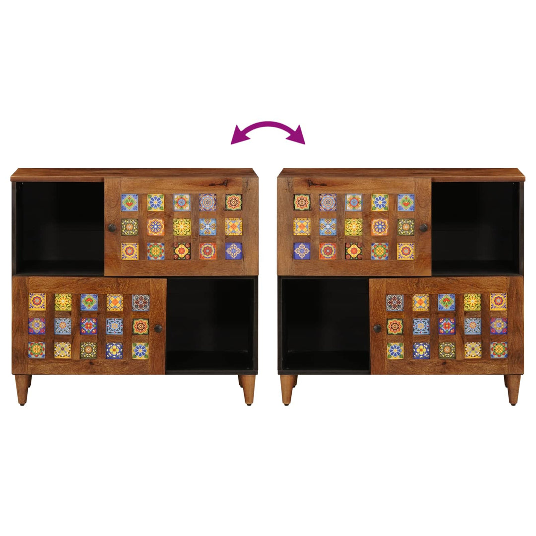 Sideboard med dør Valnød 80 x 33 x 75 cm Massivt mangotræ