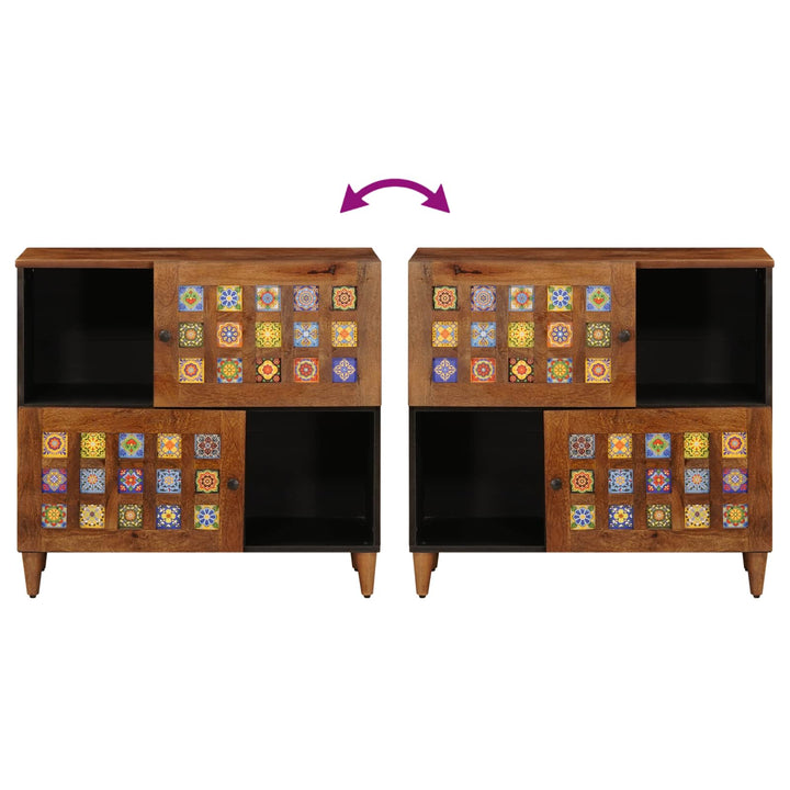 Sideboard med dør Valnød 80 x 33 x 75 cm Massivt mangotræ