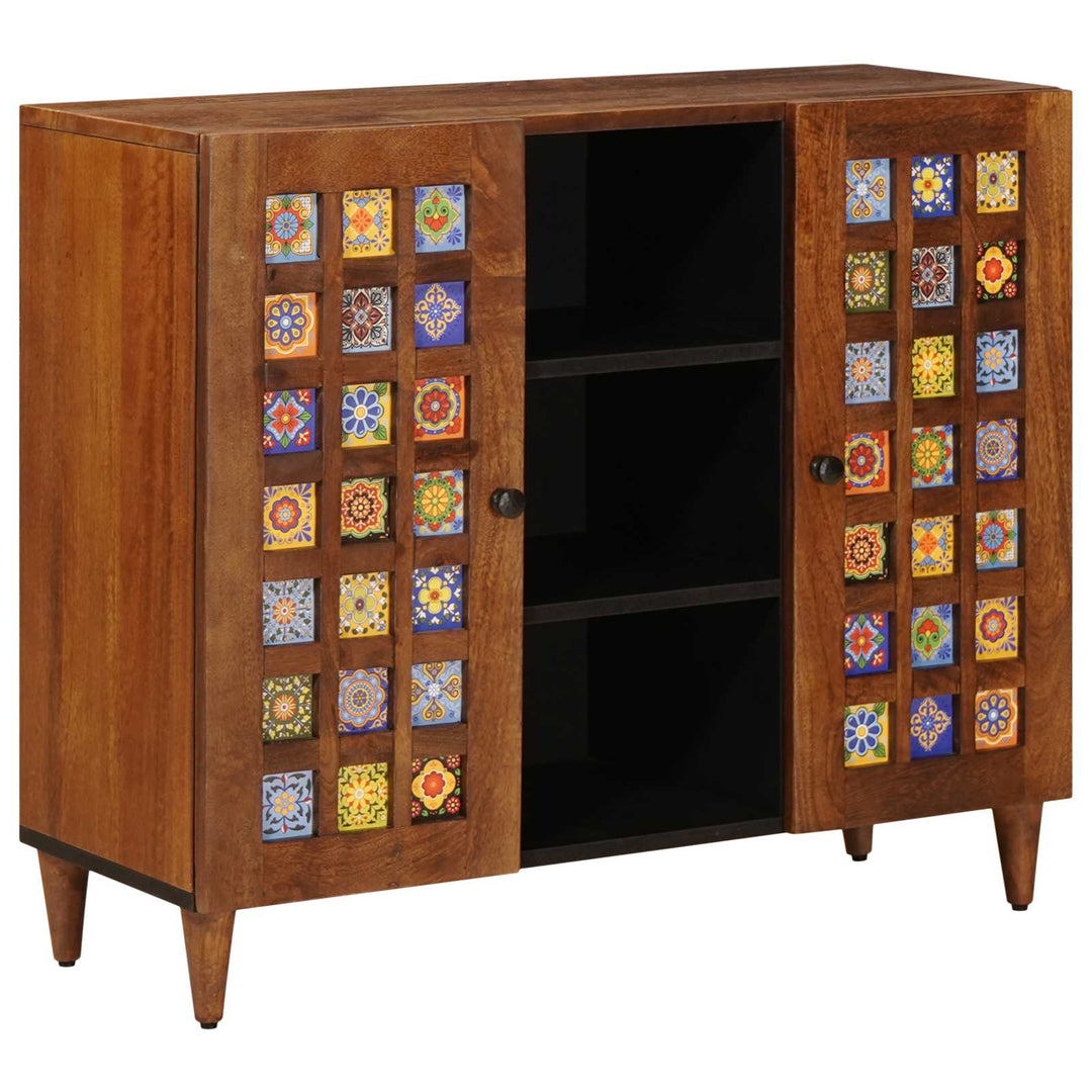 Sideboard med hylde Valnød 90 x 33,5 x 75 cm Massivt mangotræ