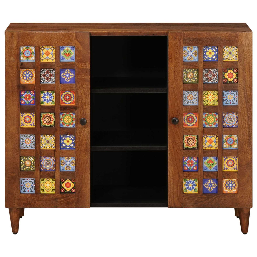Sideboard med hylde Valnød 90 x 33,5 x 75 cm Massivt mangotræ