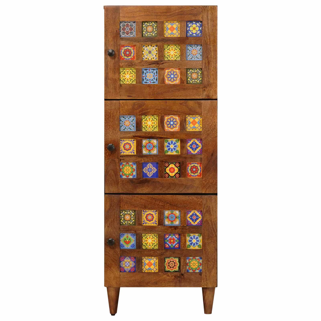 Highboard med dør Valnød 40 x 33 x 110 cm Massivt mangotræ