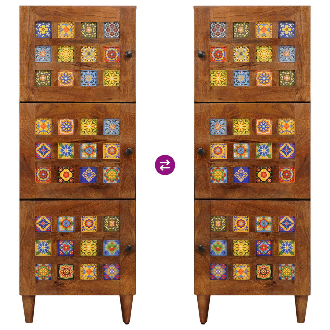 Highboard med dør Valnød 40 x 33 x 110 cm Massivt mangotræ