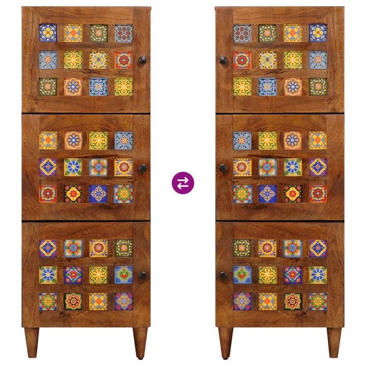 Highboard med dør Valnød 40 x 33 x 110 cm Massivt mangotræ