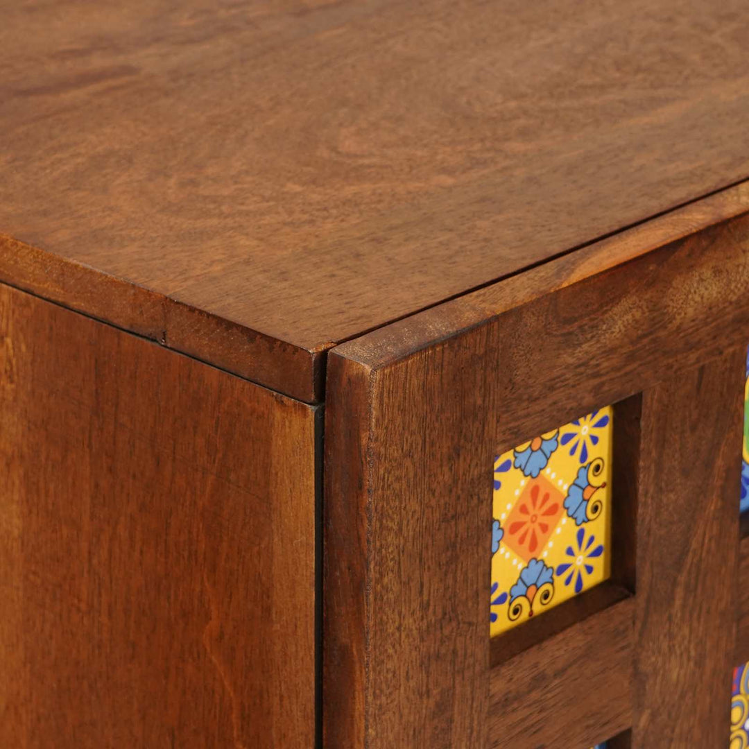Highboard med skuffe Valnød 60 x 33,5 x 100 cm Massivt mangotræ