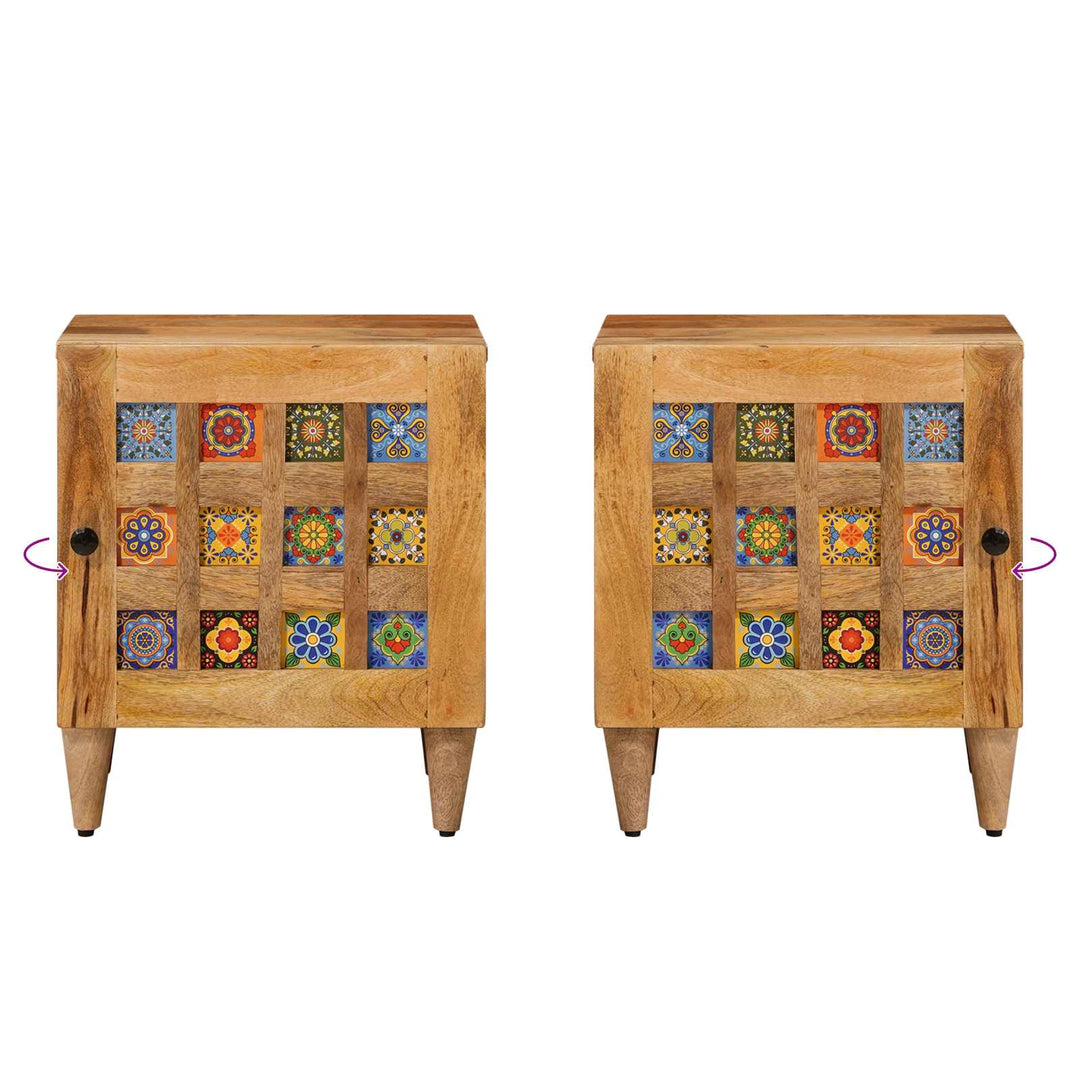 Natskab 2 pcs Naturfarvet 40 x 33 x 46 cm Massivt mangotræ