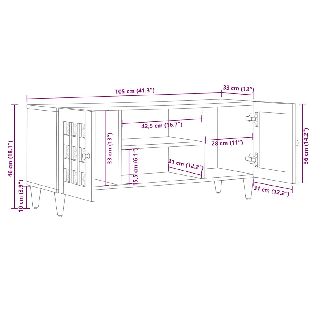 TV-skab med hylde Naturfarvet 105 x 33 x 46 cm Massivt mangotræ