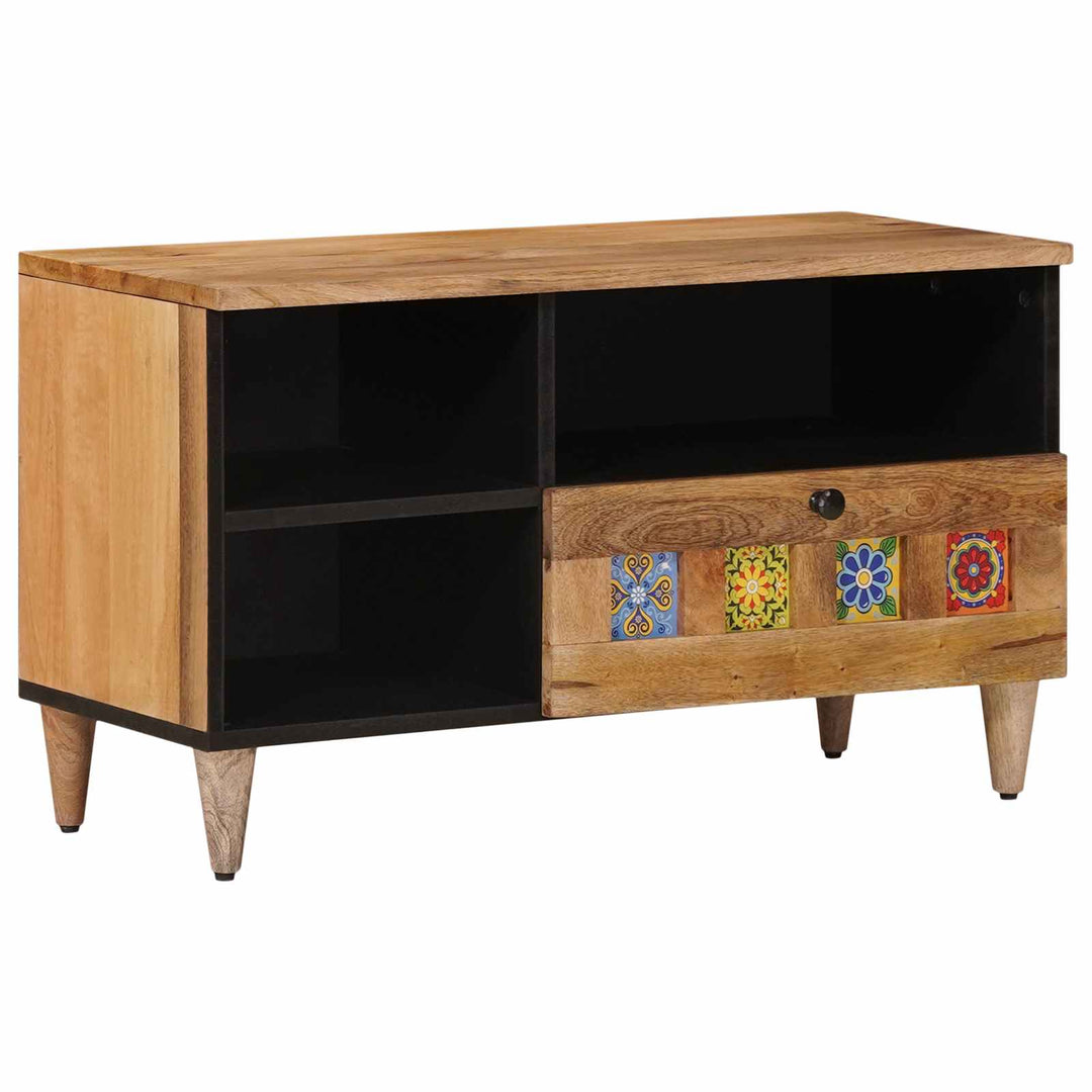 TV-skab med skuffe Naturfarvet 80 x 33 x 46 cm Massivt mangotræ
