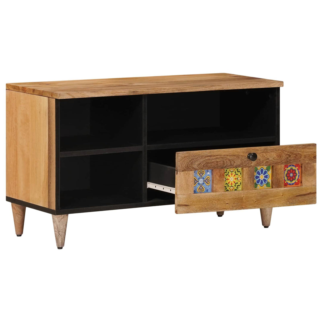 TV-skab med skuffe Naturfarvet 80 x 33 x 46 cm Massivt mangotræ