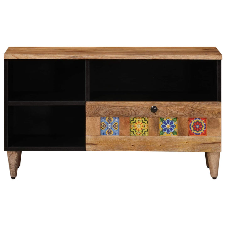 TV-skab med skuffe Naturfarvet 80 x 33 x 46 cm Massivt mangotræ