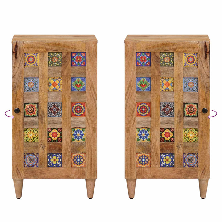 Sideboard med dør Naturfarvet 40 x 33 x 75 cm Massivt mangotræ