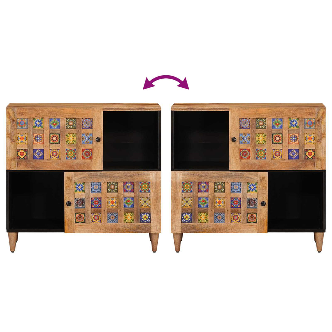 Sideboard med dør Naturfarvet 80 x 33 x 75 cm Massivt mangotræ