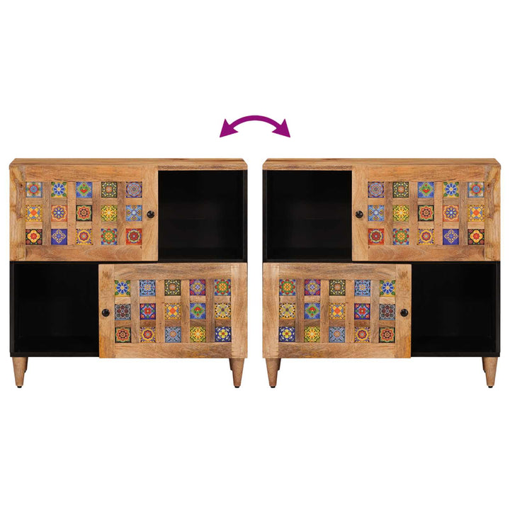 Sideboard med dør Naturfarvet 80 x 33 x 75 cm Massivt mangotræ