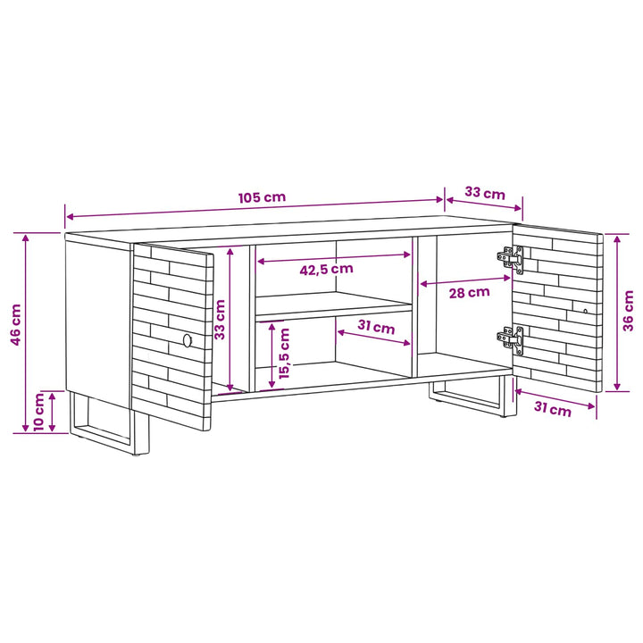 TV-skab med opbevaring Brun 105 x 33 x 46 cm Massivt mangotræ
