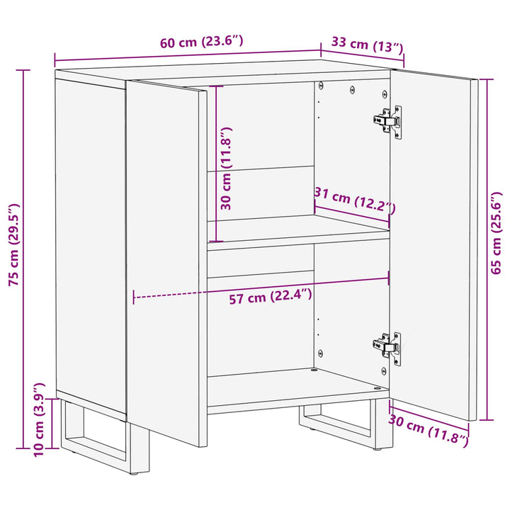 Opbevarings Sideboard Brun 60 x 33 x 75 cm Massivt mangotræ