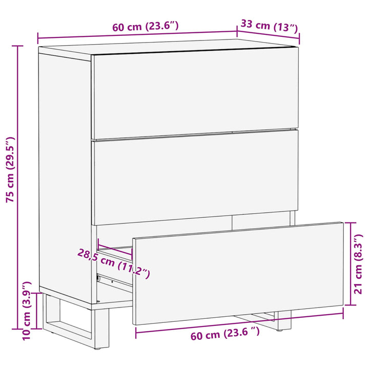 Opbevarings Sideboard Brun 60 x 33 x 75 cm Massivt mangotræ