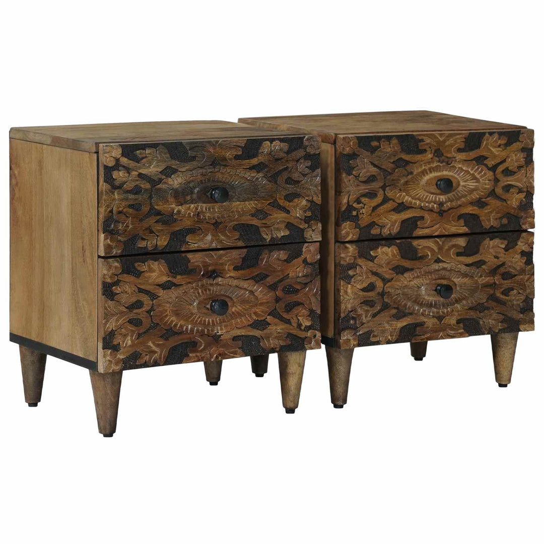 Natskab 2 pcs Brun 40 x 33,5 x 46 cm Massivt mangotræ