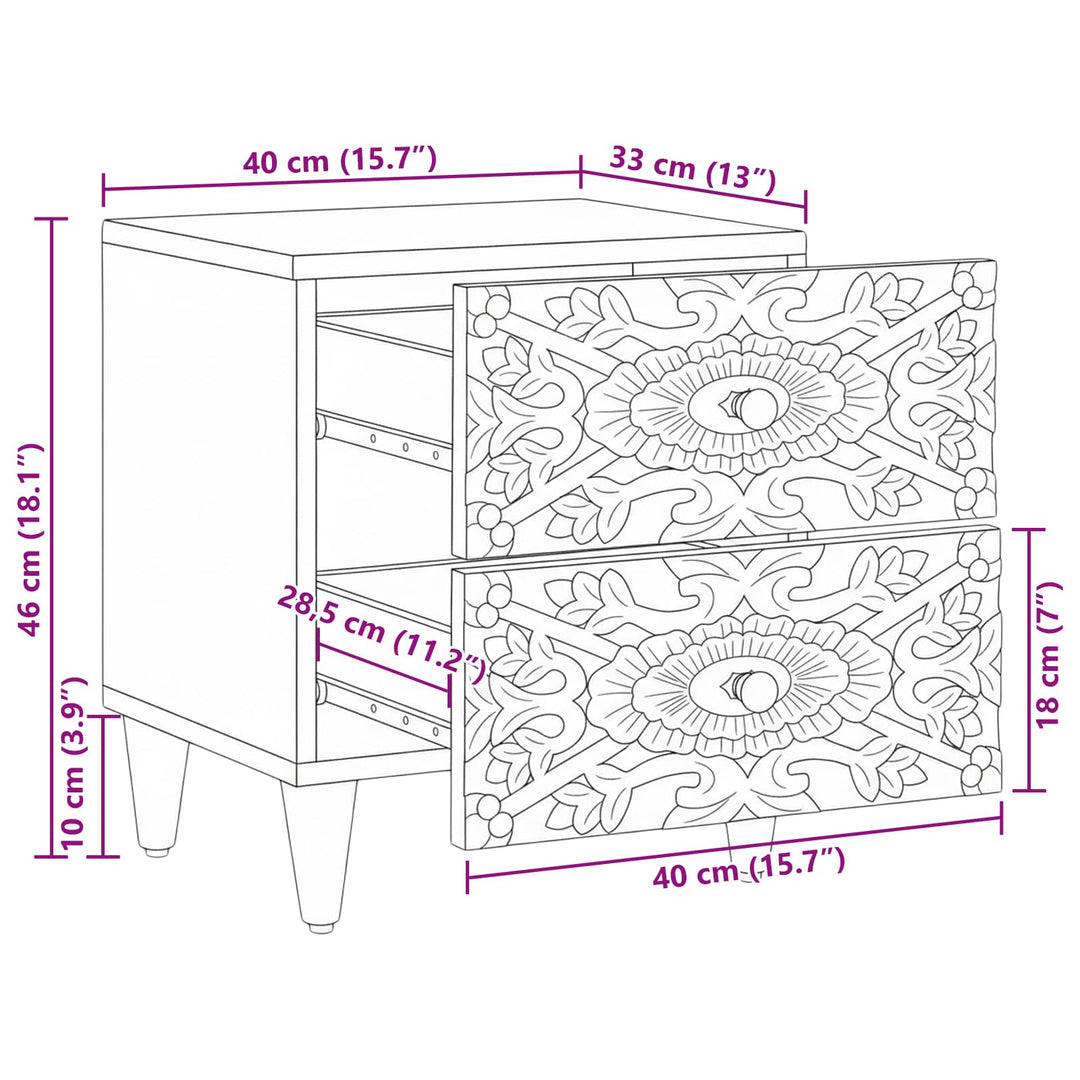 Natskab 2 pcs Brun 40 x 33,5 x 46 cm Massivt mangotræ