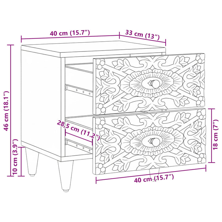 Natskab 2 pcs Brun 40 x 33,5 x 46 cm Massivt mangotræ