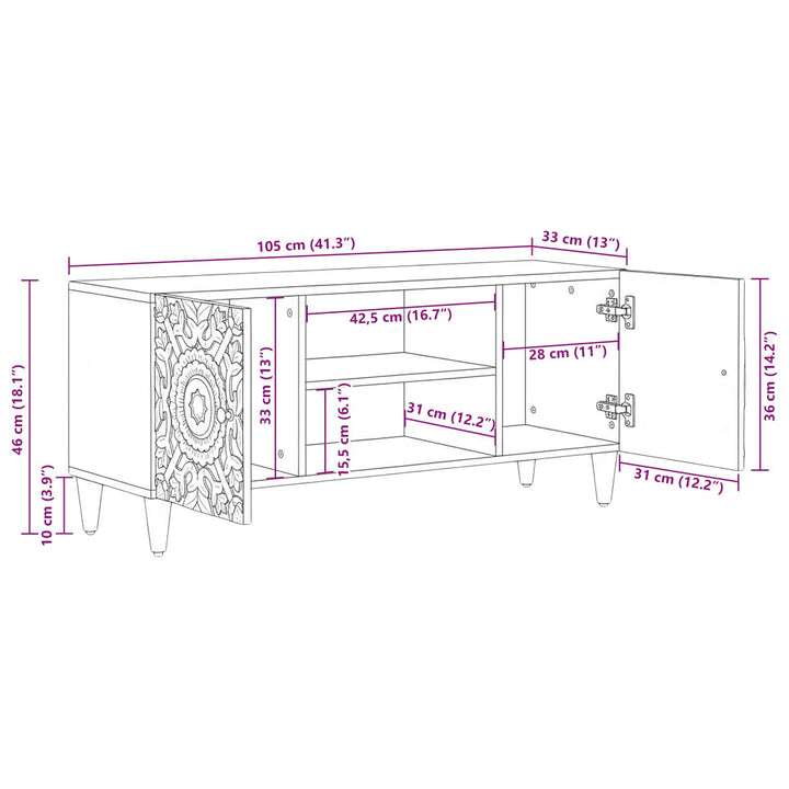 TV-skab Brun 105 x 33,5 x 46 cm Massivt mangotræ