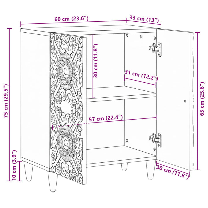 Opbevarings Sideboard Brun 60 x 33,5 x 75 cm Massivt mangotræ