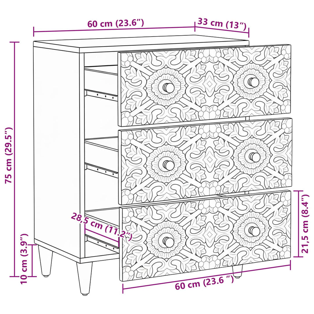 Opbevarings Sideboard Brun 60 x 33,5 x 75 cm Massivt mangotræ