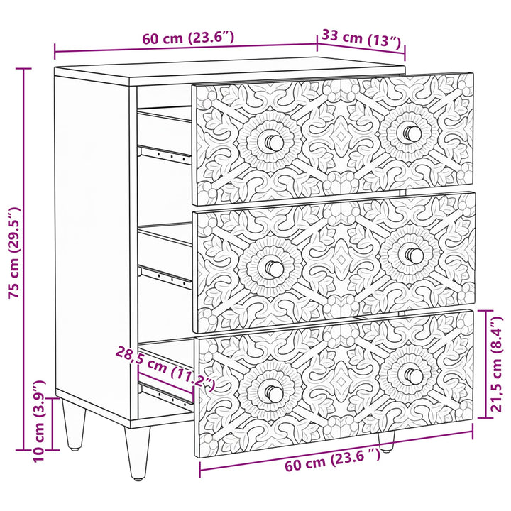 Opbevarings Sideboard Brun 60 x 33,5 x 75 cm Massivt mangotræ
