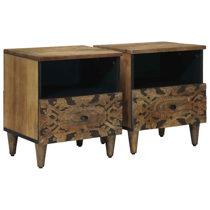 Sengekabinett 2 pcs Brun 40 x 33 x 46 cm Massivt mangotræ