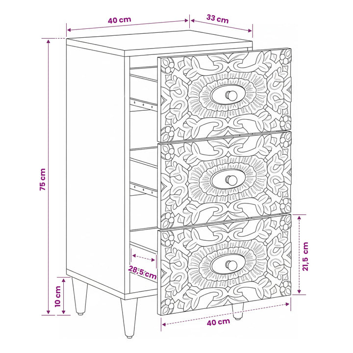 Sideboard Brun 40 x 33 x 75 cm Massivt mangotræ