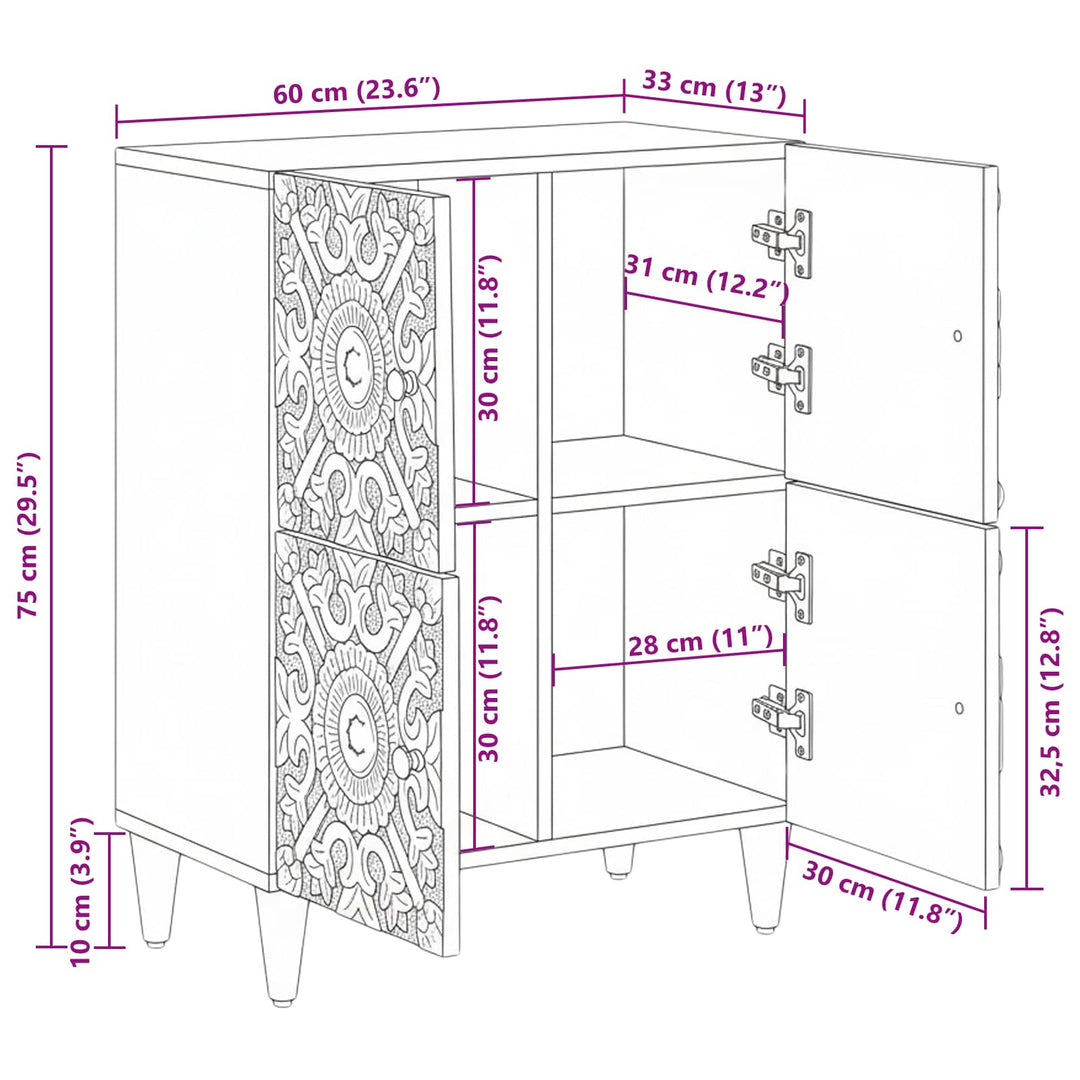 Sideboard med dør Brun 60 x 33,5 x 75 cm Massivt mangotræ