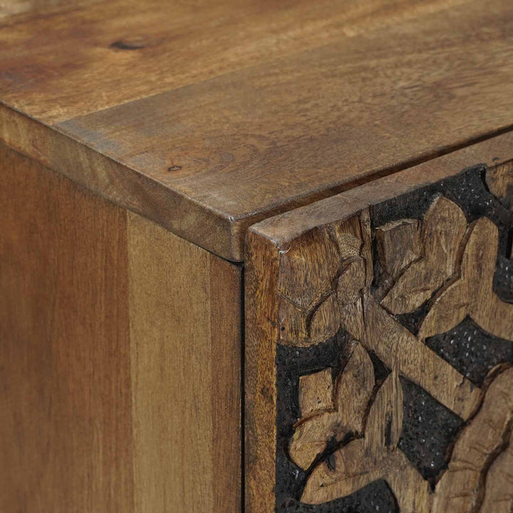 Sideboard med hylde Brun 90 x 33,5 x 75 cm Massivt mangotræ