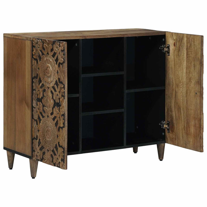 Sideboard med hylde Brun 90 x 33,5 x 75 cm Massivt mangotræ
