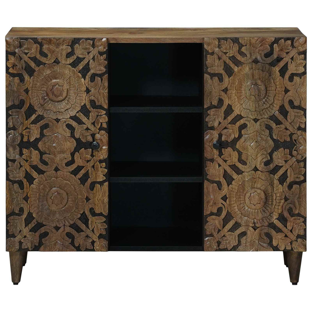 Sideboard med hylde Brun 90 x 33,5 x 75 cm Massivt mangotræ