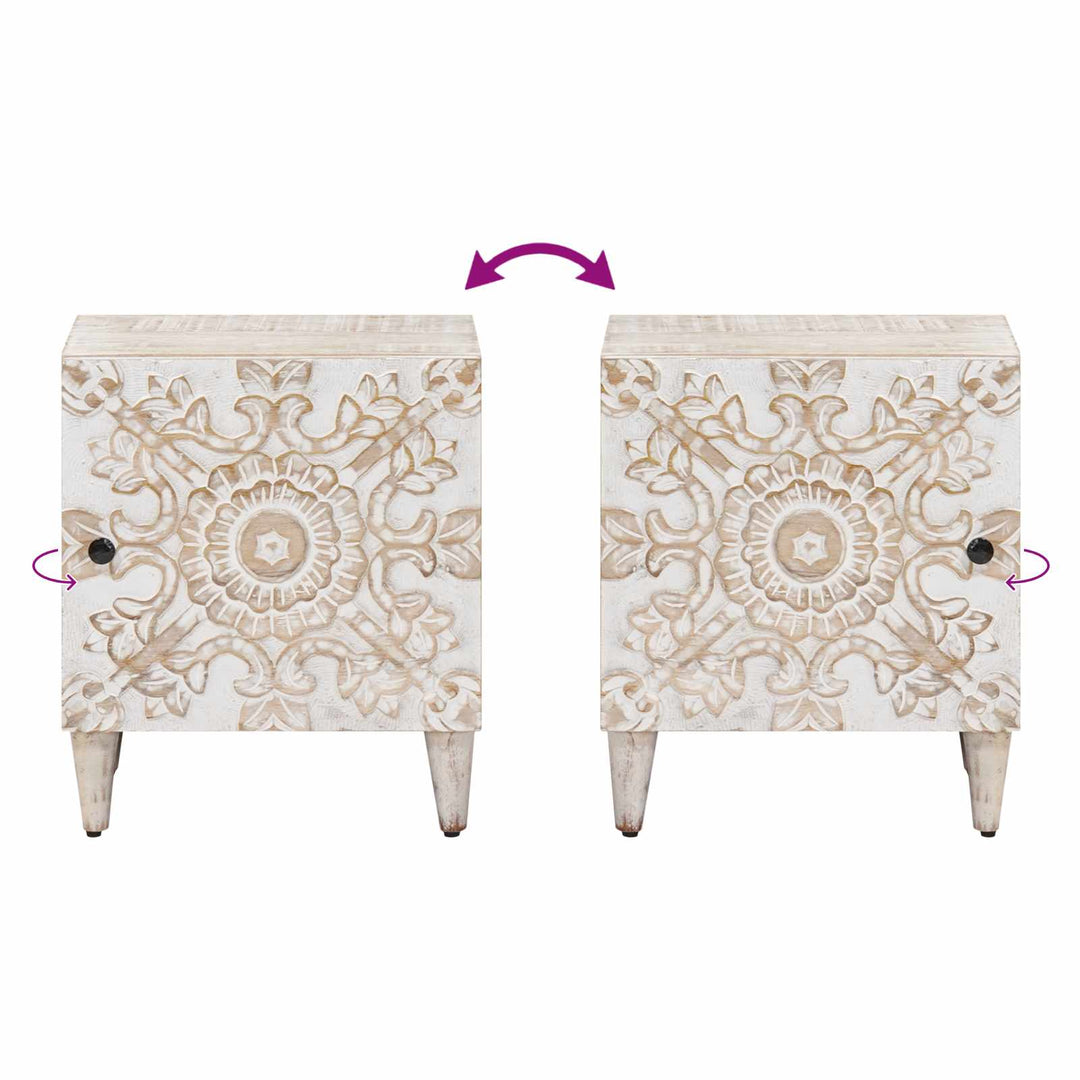 Natskab 2 pcs Hvid 40 x 33,5 x 46 cm Massivt mangotræ