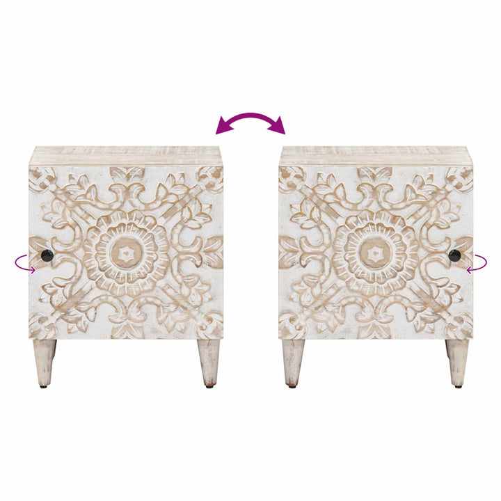 Natskab 2 pcs Hvid 40 x 33,5 x 46 cm Massivt mangotræ