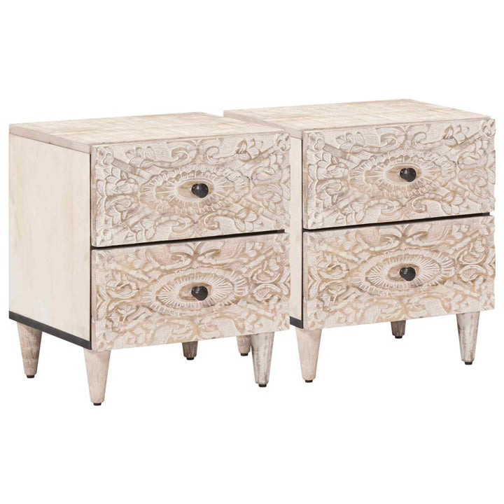 Natskab 2 pcs Hvid 40 x 33,5 x 46 cm Massivt mangotræ